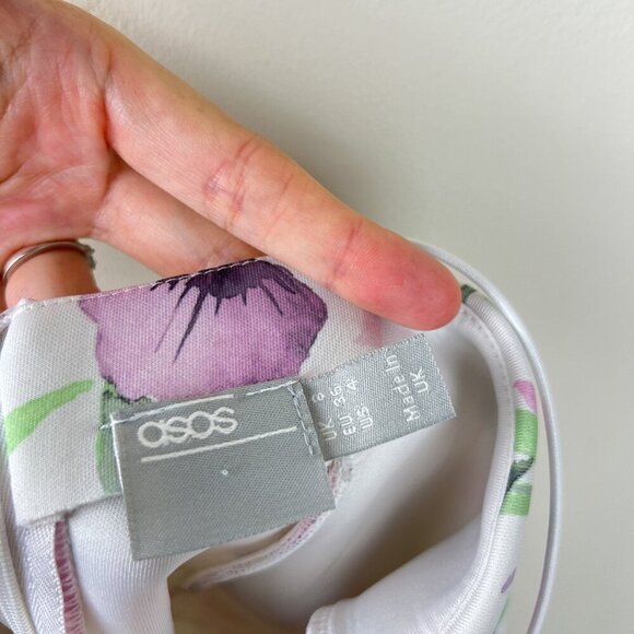 ASOS White Floral Printed Bust Overlay Scuba Mini Dress - Picture 5 of 6